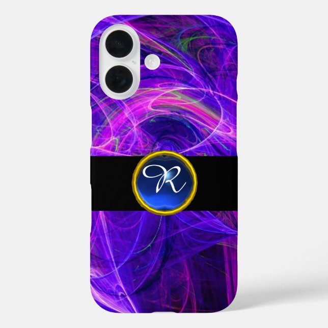 CRAZY PHOTON BLUE SAPPHIRE GEM STONE MONOGRAM Case-Mate iPhone CASE (Back)