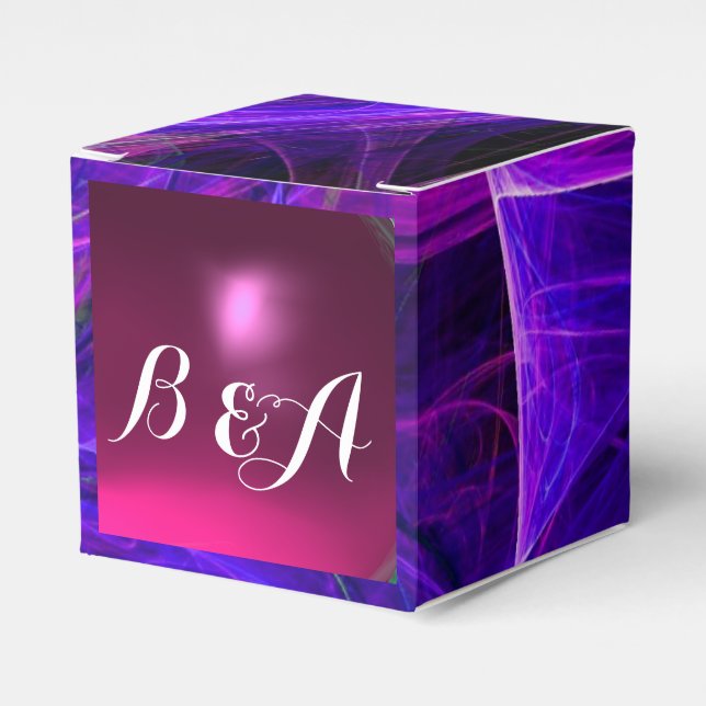 CRAZY PHOTON  GEMSTONE blue purple MONOGRAM Favour Box (Front Side)