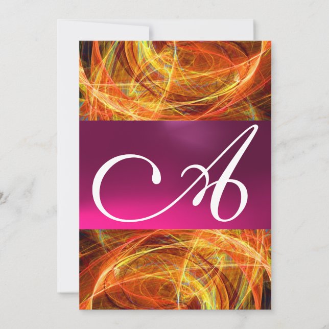 CRAZY PHOTON MONOGRAM  black pink Invitation (Front)