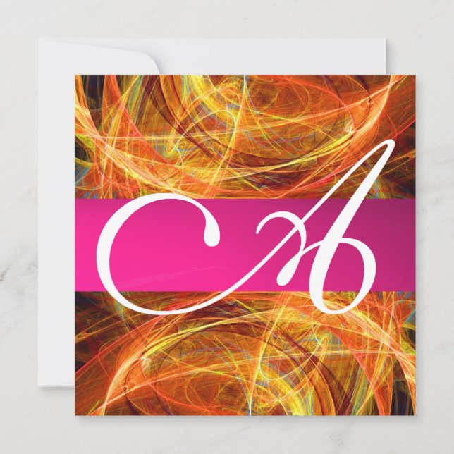 CRAZY PHOTON MONOGRAM black pink Invitation (Front)