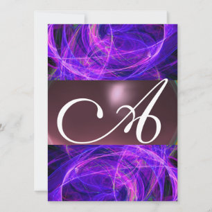 CRAZY PHOTON MONOGRAM purple black Invitation