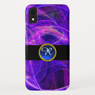 CRAZY PHOTON PURPLE BLUE GEM MONOGRAM Abstract Case-Mate iPhone Case