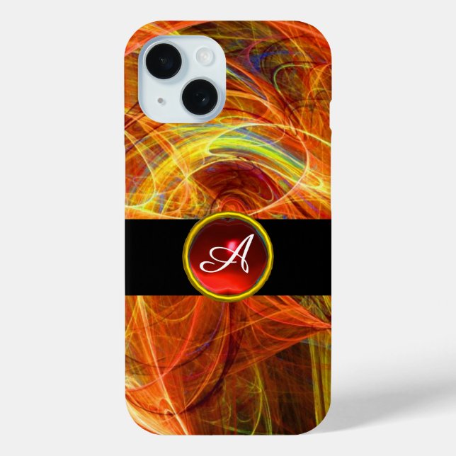 CRAZY PHOTON RED GEMSTONE MONOGRAM Abstract Yellow Case-Mate iPhone Case (Back)