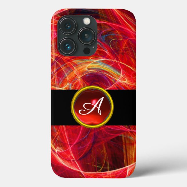 CRAZY PHOTON RED RUBY GEM STONE MONOGRAM Case-Mate iPhone CASE (Back)