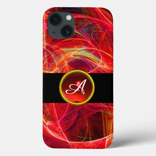 CRAZY PHOTON RED RUBY GEM STONE MONOGRAM Case-Mate iPhone CASE (Back)