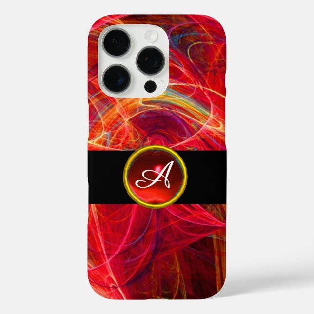 CRAZY PHOTON RED RUBY GEM STONE MONOGRAM Case-Mate iPhone CASE (Back)