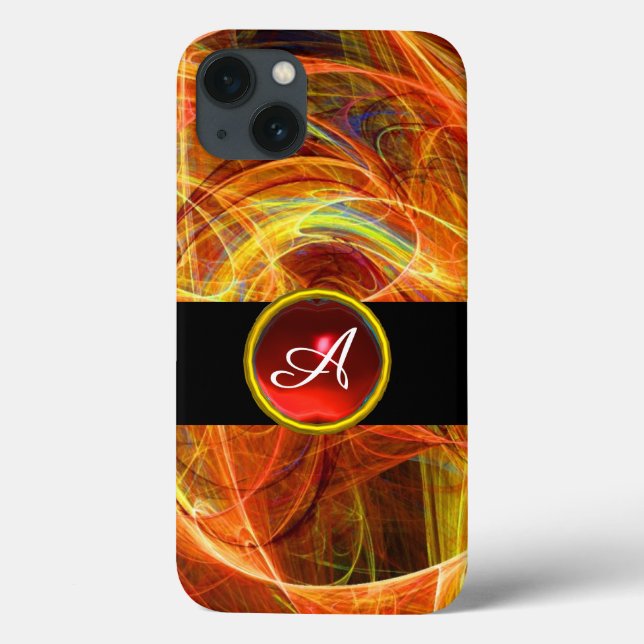 CRAZY PHOTON RED RUBY GEM STONE MONOGRAM Case-Mate iPhone CASE (Back)