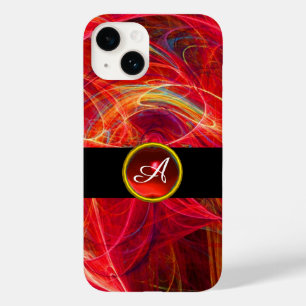 CRAZY PHOTON RED RUBY GEMSTONE MONOGRAM Abstract Case-Mate iPhone 14 Case
