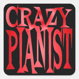 Crazy Pianist in Red Square Sticker