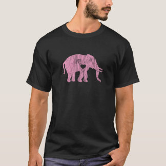 Crazy Pink Elephant Distressed I Love Elephants T-Shirt