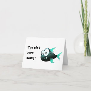 Crazy Piranha, Weird Funny Cartoon Fish Design Note Card