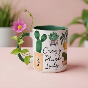 Crazy Plant Lady   Chic Watercolor Potted Plants Coffee Mug