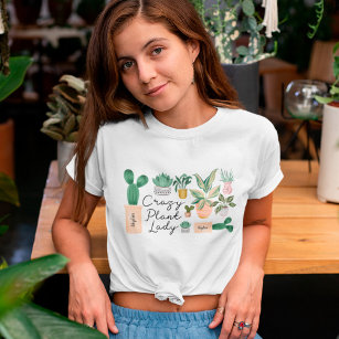 Crazy Plant Lady   Chic Watercolor Potted Plants T-Shirt