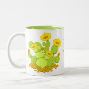 Crazy Plant Lady Cute Cartoon Cactus Two-Tone Coffee Mug