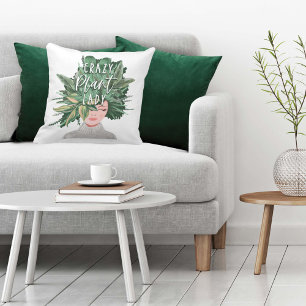 Crazy Plant Lady Fun Watercolor Plant Lady Hairdo Cushion