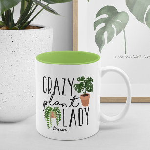 Crazy Plant Lady   Funny Personalised Plant Lovers Two-Tone Coffee Mug