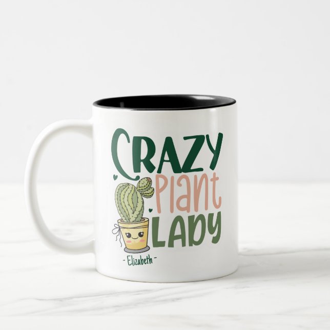 Crazy Plant Lady Personalised Two-Tone Coffee Mug (Left)