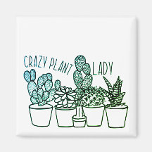 Crazy Plant Lady - Small Square Magnet
