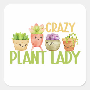 Crazy plant lady square sticker