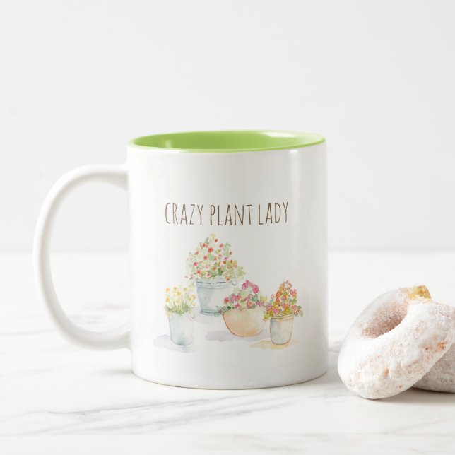 Crazy Plant Lady Watercolor Mug (With Donut)