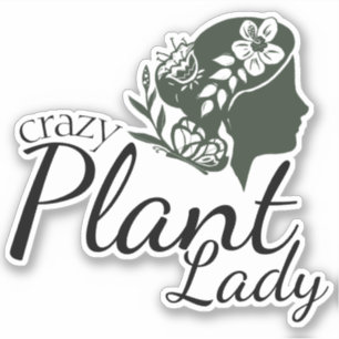 Crazy Plant Lady Woman Profile and Flowers