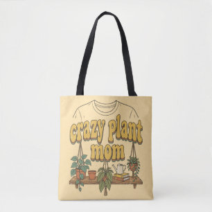 Crazy Plant Mum Distressed 70s Style Tote Bag and