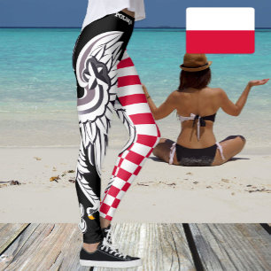 Crazy Polish fashion & flag, eagle Poland Leggings