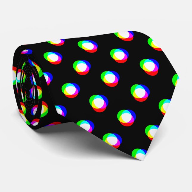 Crazy Polka Dots Custom Black Background Tie (Rolled)