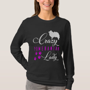 Crazy Pomeranian Lady Funny White Pomeranian Spitz T-Shirt