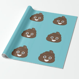 Crazy Poop Emoji Wrapping Paper (teal)