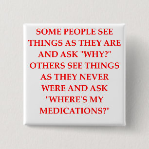 crazy psychiatrist joke 15 cm square badge