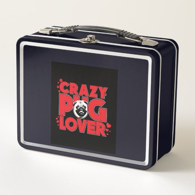 Crazy Pug Lover Pug Owner Gift Metal Lunch Box (Front)