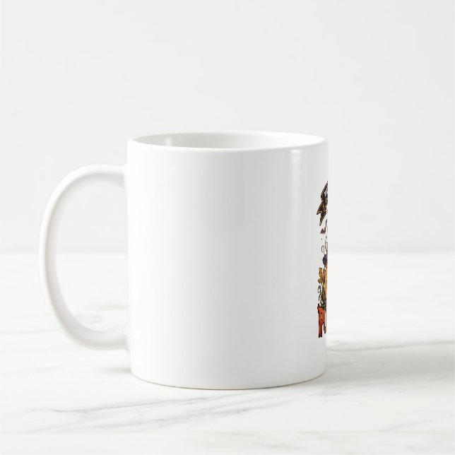 Crazy Pumpkin Halloween Witch Hat Bats Coffee Mug (Left)