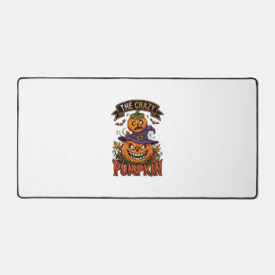 Crazy Pumpkin Halloween Witch Hat Bats Desk Mat