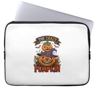 Crazy Pumpkin Halloween Witch Hat Bats Laptop Sleeve