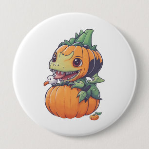 crazy pumpkin trying to eat spooky  10 cm round badge