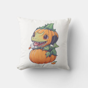 crazy pumpkin trying to eat spooky  cushion