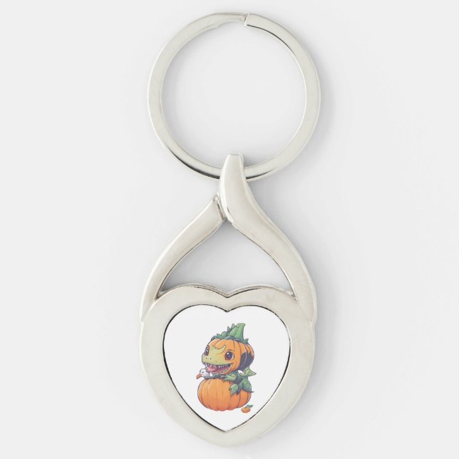 crazy pumpkin trying to eat spooky  key ring (Front)