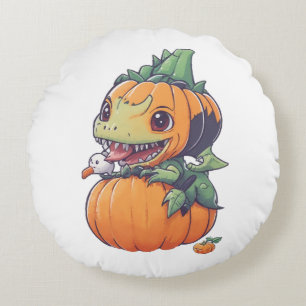 crazy pumpkin trying to eat spooky  round cushion