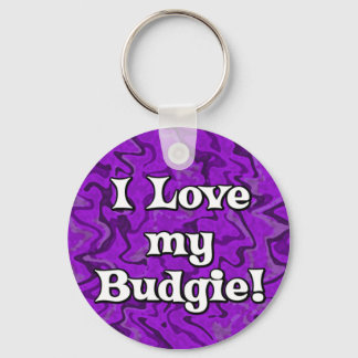Crazy Purple I Love my Budgie Keychain