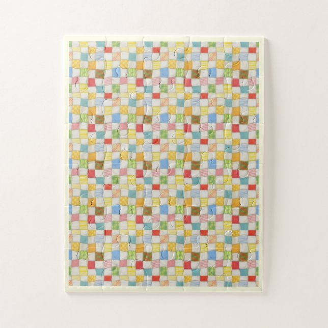 CRAZY QUILT 11x14 Big Pieces Puzzle / Cream (Vertical)