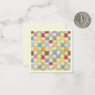 CRAZY QUILT 2.5x2.5 Square Flat Note Card / Cream