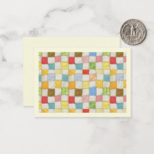 CRAZY QUILT 3.5x2.5 Flat Card / Cream / Horizontal