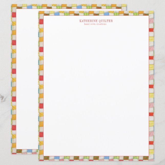 CRAZY QUILT 8.5x11 Business Stationery (Front/Back)