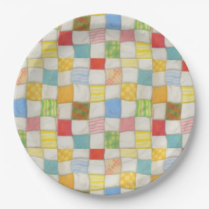 CRAZY QUILT 9" Round Paper Plates