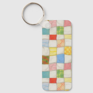 Crazy Quilt Aluminum Rectangle Keychain