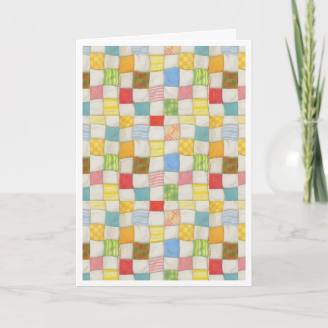 CRAZY QUILT Birthday Card / White (Front)