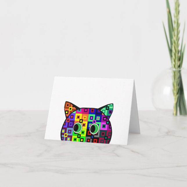 Crazy Quilt Cat Holiday Card (Front)