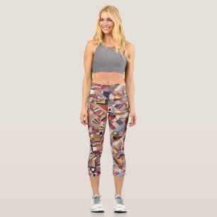 Crazy quilt design capri leggings