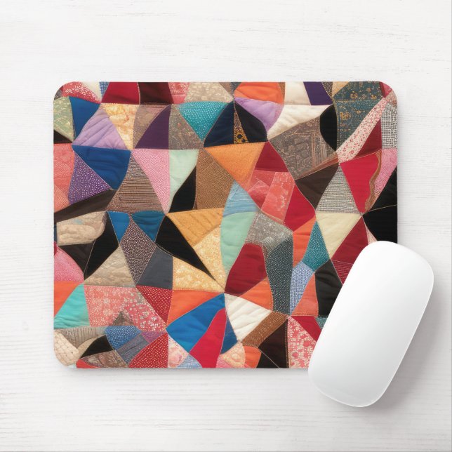Crazy Quilt Design Mouse Pad (With Mouse)